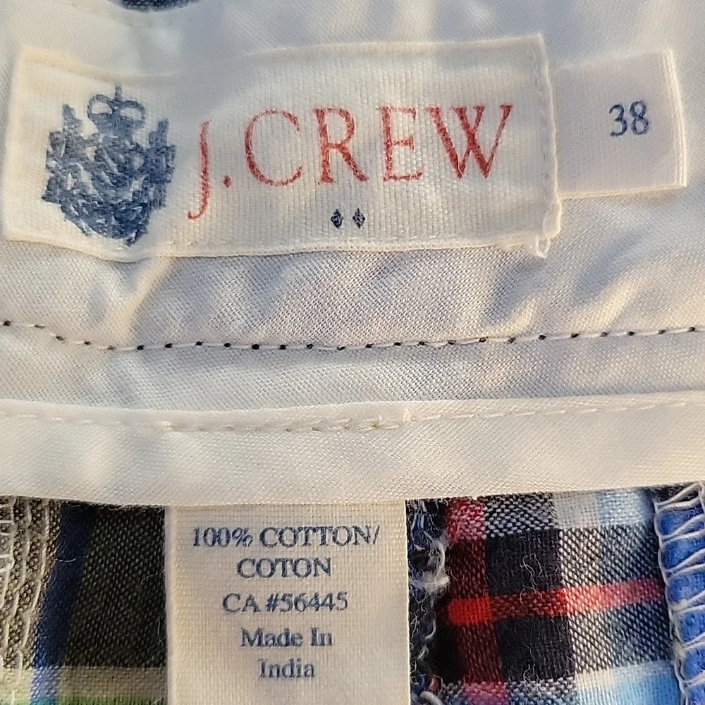 J. Crew Men's Blue Plaid Patchwork Shorts, Size 38